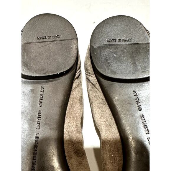 AGL Women's Reptile Print Suede Leather Ballet Flats Taupe Size 37 - Picture 12 of 13